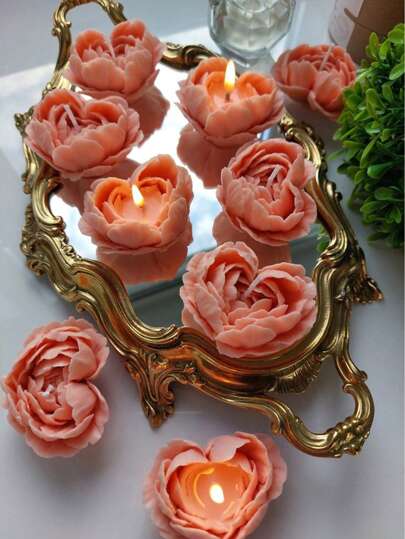 心形玫瑰蜡烛模具，秋枫金秋装饰节日氛围营造，摄影装饰道具自制，培养创造力和动手能力，可以制作情人节主题蜡烛装饰或香薰石膏装饰，周年纪念情人节烛光晚餐装饰DIY