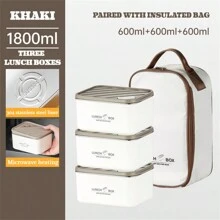 Juego de fiambrera de acero inoxidable 304 con bolsa aislante, diseño sencillo, adecuado para el almuerzo en el trabajo/escuela, cafetería, almacenamiento de alimentos en el refrigerador, apto para lavavajillas, útiles escolares