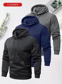 Herren thermisch gefütterter warmer Outdoor Lässig Kapuzenpullover Dreiteiler-Set