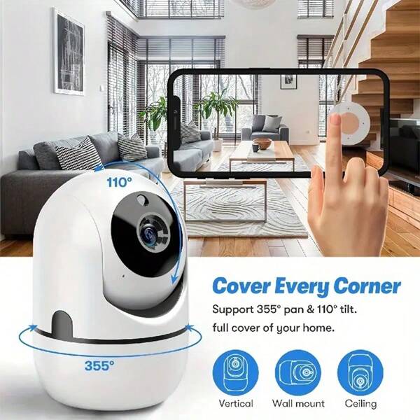 1pc Mini Intelligent 1080P Full HD Camera, Supports WiF Connection, High-Definition Night Vision, Two-Way Voice Intercom, Mobile Phone APP Viewing, Motion Detection And Other Functions, USB Power Supply, No Battery, Suitable For Home | Office, Suitable For The Safety Monitoring Of The Elderly | Children And Pets.