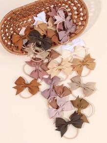 24pcs Earth Tone Color Hair Ties For Toddler Girls Brown Beige Khaki Elastic Ponytail Holders Small Hair Ties For Baby Girls Infants Solid Color Grosgrain Ribbon Rubber Bands Colorful Hair Bows Hair Ropes Kids Baby Hair Accessories Love Valentine - Multicolor - View 4