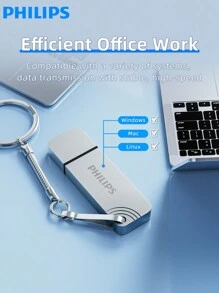 PHILIPS 飞利浦 128GB Type-C USB 3.2 闪存盘，读取速度 150MB/S，适用于 USB 3.0/2.0 的拇指驱动器跳转驱动器，适用于 Android 智能手机、笔记本电脑、PC 的记忆棒 - USB Flash Drive + USB C + Lanyard - 查看 2