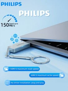 PHILIPS 飞利浦 128GB Type-C USB 3.2 闪存盘，读取速度 150MB/S，适用于 USB 3.0/2.0 的拇指驱动器跳转驱动器，适用于 Android 智能手机、笔记本电脑、PC 的记忆棒 - USB Flash Drive + USB C + Lanyard - 查看 5