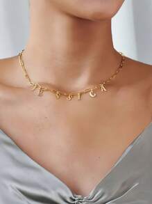 1 件金色银色玫瑰金定制字母名称项链，个性化平装链，支持 1-9 个字母，三种颜色可选优雅一体式日常佩戴珠宝，送给女性的最佳礼物，派对生日珠宝礼物，送给恋人