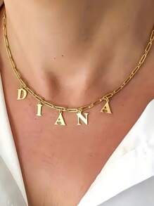 1 件金色银色玫瑰金定制字母名称项链，个性化平装链，支持 1-9 个字母，三种颜色可选优雅一体式日常佩戴珠宝，送给女性的最佳礼物，派对生日珠宝礼物，送给恋人