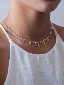 1 件金色银色玫瑰金定制字母名称项链，个性化平装链，支持 1-9 个字母，三种颜色可选优雅一体式日常佩戴珠宝，送给女性的最佳礼物，派对生日珠宝礼物，送给恋人