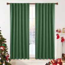 2 Pcs Blackout Curtains – Simple Strap Style, Thick Blackout Fabric, Suitable For Sunshade And Heat Insulation In Multiple Scenes - Màu xanh lá cây đậm - Xem 3