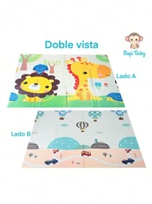 Baby And Child Play Mat 150 X 150 Cms, Double-Sided, Foldable, Reversible, Waterproof, Padded, Non-Slip Rug, Ideal Mat For Crawling And Early Stimulation. MOPI BABY. - 橘色 - 查看 2