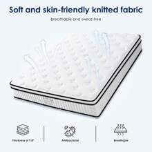 DlandHome 10/12" Innerspring Mattress, Boxed Mattress, Powerful Edge Support, Medium Firm 4 Mattress Sizes, In A Box, White - 12吋厚度 - 查看 9