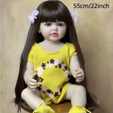 55cm 22inch Lifelike Reborn Baby Doll Full Silicone Vinyl Body Girl Princess Toddler Bebe Newborn Kids Birthday Gift - 乙烯基身體娃娃 - 查看 2