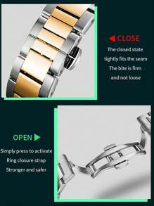 VA VA VOOM Reloj multifuncional para hombre, negro y dorado gradual, calendario de lujo, cronómetro, luminiscencia nocturna, acero inoxidable, reloj de cuarzo para viaje y exterior
