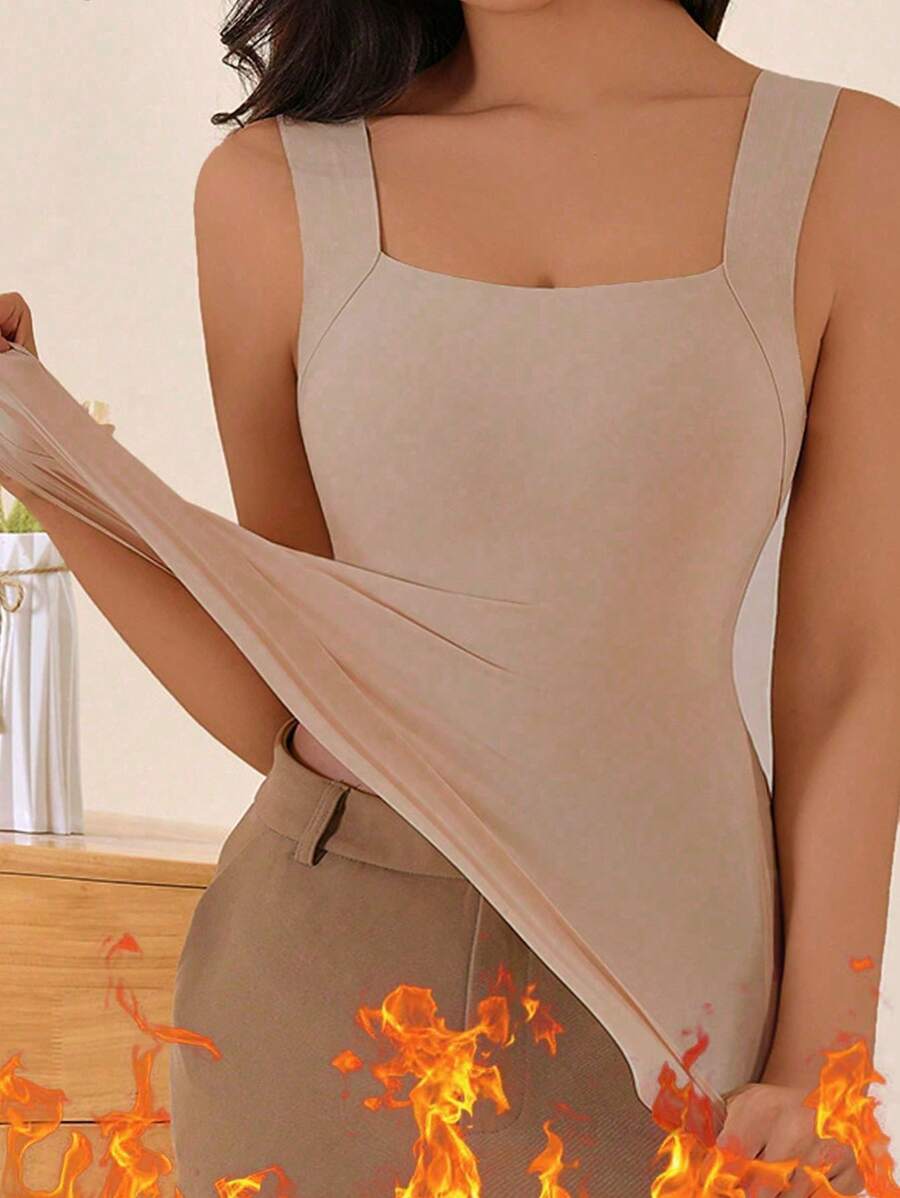 Áo ba lỗ giữ ấm liền mạch cho nữ có đệm, lót nhiệt, thân thiện với da - màu nâu - Xem 1