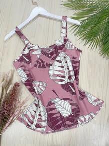 Beautiful, Fashionable Crepe Fabric Printed Tank Top - 淺粉色 - 查看 1