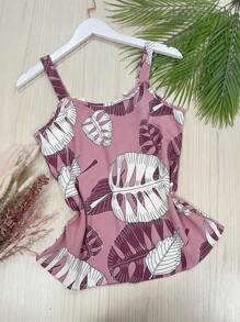 Beautiful, Fashionable Crepe Fabric Printed Tank Top - 淺粉色 - 查看 2