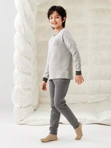 Balabala Tween Boys Thermal Set 2024 Winter Pajamas - Grey - View 2