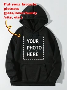 Customizable Hoodies - Add Your Own Favorite Image (Slogan/Motto/Favorite Quote) To Design Your Own Printed Hoodie - Black - View 1