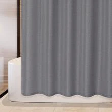 Rideau de douche en tissu, rideau de douche en polyester épais 155 g/m² semblable au lin pour salle de bain avec crochets, rideau de douche lavable de luxe pour hôtel