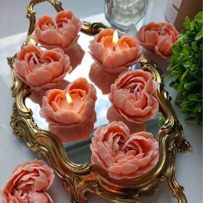 心形玫瑰蜡烛模具，秋枫金秋装饰节日氛围营造，摄影装饰道具自制，培养创造力和动手能力，可以制作情人节主题蜡烛装饰或香薰石膏装饰，周年纪念情人节烛光晚餐装饰DIY