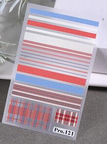 5D 格子指甲贴纸 2 件装 红白蓝毛衣图案 DIY 冬季新年自粘凝胶抛光贴花滑块美甲装饰 - 彩色 - 查看 4