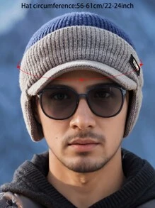 Adventure Ready, Two-Tone Knit Baseball Cap - Warm, Thick And Breathable For Winter Outdoor Activities | Stylish Dad Hat With Ear Protection | Perfect Choice For Couples Beanie Fall Outfit - Multicolor - View 7