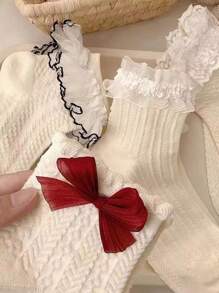 5 双可爱日式蕾丝边蝴蝶图案中筒袜（女款） - 彩色 - 查看 2