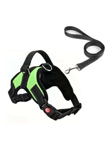 小型、中型、大型犬用犬用胸帶，反光無拉力犬用胸帶，具透氣設計和手柄 - 綠色 - 查看 17