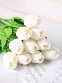 4pcs Artificial PU Mini Tulip, Wedding Photography Prop, Home Decor Fake Flowers