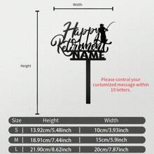 1 件定制名字生日快乐亚克力蛋糕装饰，派对蛋糕装饰，非常适合婚礼、复活节、春季、父亲节、母亲节、生日、周年纪念日、节日庆典、送礼和返校 - 黑色 - 查看 15