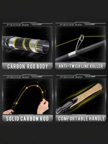 SOUGAYILANG Fishing Rod And Reel Set, 2 Sections Ultralight Carbon Rod And 5.0:1 Gear Ratio Reel With Foldable Handle,Sensitivity And Durable Fishing Tackles (100M Fishing Line Color And Size Are Random) - Black - View 6