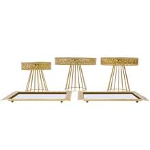 5-Piece Set Cake Stands Round Cupcake Stands,Metal Wedding Birthday Party Celebration Dessert Display Plates, Gold - Gold - View 5