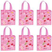 6pcs Reusable Valentine's Day Gift Bags, Non-Woven Heart-Shaped Handbag For Party, Class, Birthday, School Gift Packaging Valentine's Day