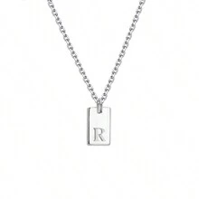 1pc Personalized Delicate Initial Letter Pendant Necklace, Customized Engraved Letter Pendant Necklace With Chain, Simple Name Necklace, Women Personalized Jewelry Gift, Bridesmaid Gift