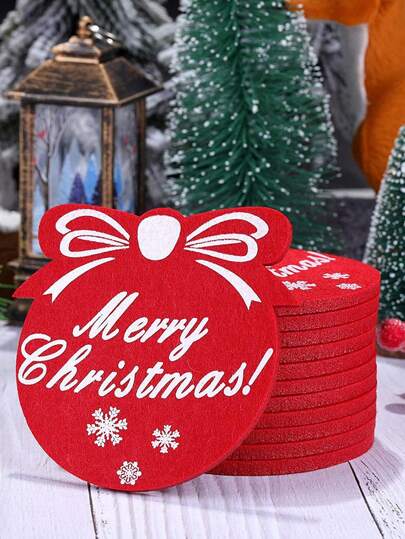 10 Pezzi Sottobicchieri Per Tazze In Feltro A Tema Natalizio, Piacevole Al Tatto, Assorbente, Isolante Termico E Decorativo