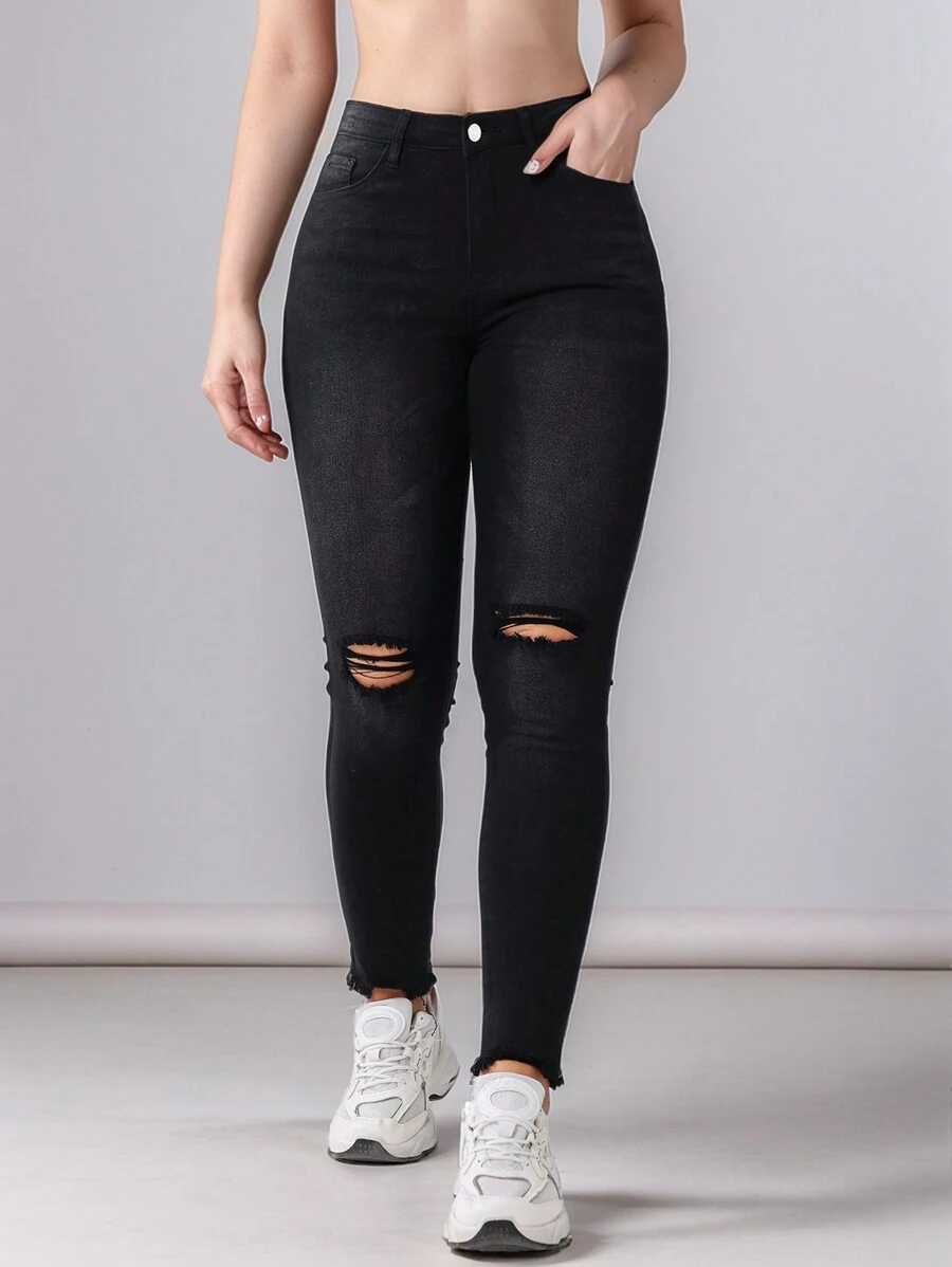 Teen Girls Slim-Fit Versatile Denim Jeans - Black - View 1