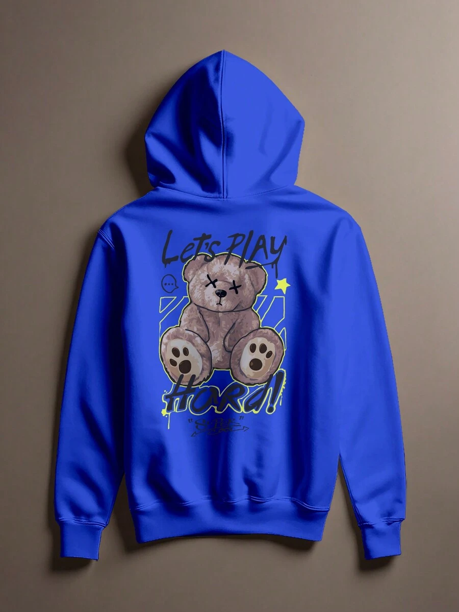Bear Sweatshirt Bear Streetwear Style Over Skate Anime Cang 0271 VEST NERD - 寶藍色 - 查看 1