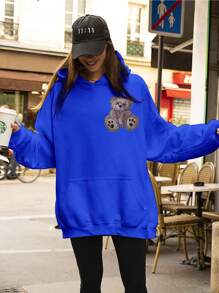 Bear Sweatshirt Bear Streetwear Style Over Skate Anime Cang 0271 VEST NERD - 寶藍色 - 查看 5