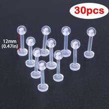 10-50pcs Clear Acrylic Lip Ring Piercing, Simple Style, Flexible Bar Body, 6/8/10/12mm, Uncoated, No Setting, Men's Body Piercing Jewelry, Ear Cartilage Tragus Helix Retainer Earrings - Lip Studs - View 21