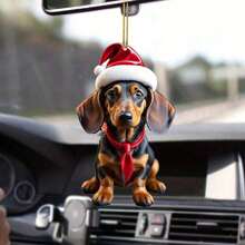 1/3pcs-2D Plane Christmas Dog Acrylic Hanging Ornament, Bicycle Mirror Charm For Car & Home, Outdoor Holiday Decor, Theme Party & Christmas Tree Accessory, Ideal For Bag & Keychain Gifts