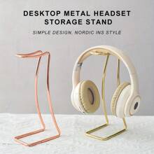 1 Stück Metall Kopfhörer Ständer für den Schreibtisch, geeignet für alle Kopfhörergrößen, gold/rosegold