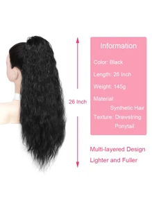 Pferdeschwanz-Extension, 18/26/30 Zoll Ziehverschluss Pferdeschwanz Haarverlängerungen synthetisch langes lockiges welliges Haar Extensions Pferdeschwanz dicke Haarteile für Frauen, 1B