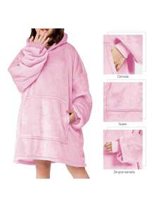 Sudadera Cobija Con Capucha, SOLO CONTIENE FELPA EN EL GORRO, Talla Unisex, Para Hombre y mujer, Termica, Bluelander. - Rosa - Ver 3