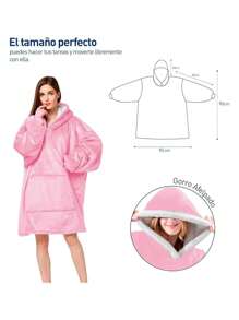 Sudadera Cobija Con Capucha, SOLO CONTIENE FELPA EN EL GORRO, Talla Unisex, Para Hombre y mujer, Termica, Bluelander. - Rosa - Ver 5