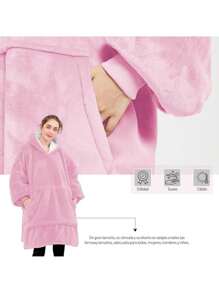 Sudadera Cobija Con Capucha, SOLO CONTIENE FELPA EN EL GORRO, Talla Unisex, Para Hombre y mujer, Termica, Bluelander. - Rosa - Ver 4