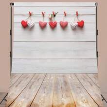 1 件情人节摄影背景，90.5 X 59 英寸聚乙烯材料横幅，带有爱心装饰图案的复古木地板，浪漫主题背景，适合结婚纪念日、订婚、派对装饰、摄影工作室道具最佳礼物 - 彩色 - 查看 7