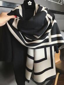 1pc High-Quality Black Scarf For Women, Versatile Causel Scarf, Warm And Elegant Shawl Wrap, Premium