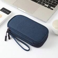 2 Layers Pink/Grey/Black/Navy Travel Portable Digital Product Storage Bag USB Data Cable Organizer Headset Charging Treasure Box Bag Back To School