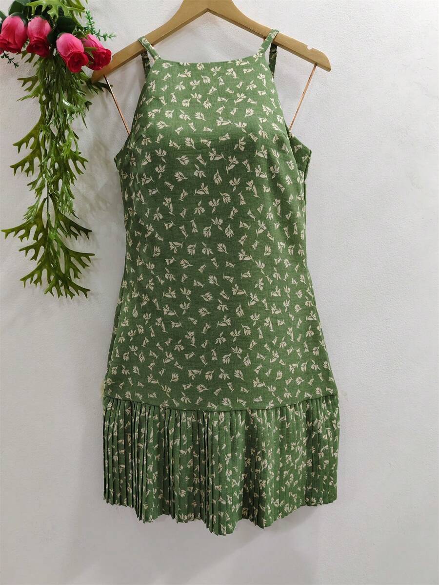 Women's Floral Dress - 綠色 - 查看 1