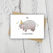 河马生日贺卡，有趣可爱的动物贺卡，送给男朋友、女朋友、丈夫、妻子、她的生日礼物，不寻常的物品，礼品卡 - 多色 - 查看 4