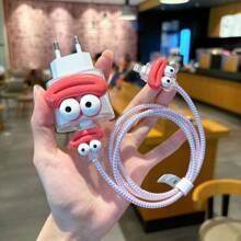 Set da 5 coperture protettive per caricabatterie standard europeo da 20W, con design a forma di bocca da cartone animato per proteggere il cavo del caricabatterie compatibile con 13 Pro Max, 11, 12, 13, 14, 15, 16 Pro Max, proteggi cavo del caricabatterie