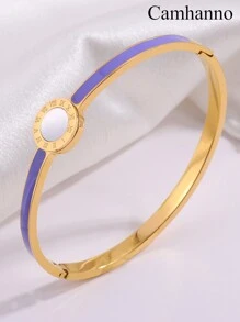 Camhanno 1/4 Chiếc Vòng Tay Nhỏ Giọt Dầu Bằng Thép Không Gỉ Nhiều Màu Thời Trang Retro Đơn Giản, Sang Trọng Nhẹ Nhàng, Thiết Kế, Phù Hợp Với Mọi Phong Cách Của Bạn - Nhiều màu - Xem 5